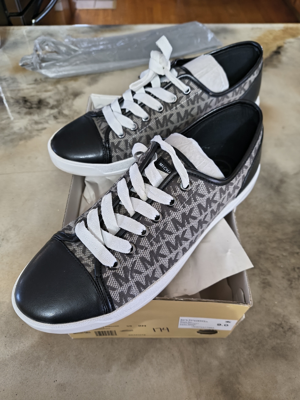 Michael Kors Black and Gray MK Monogram Low-Top Sneakers